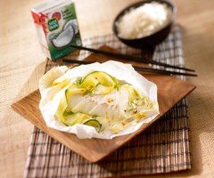 Asian recipe: Coconut milk fish en papillote