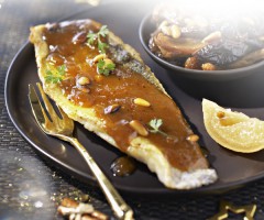 Fish recipe: Sea bass fillet with dried fruits and candied lemons