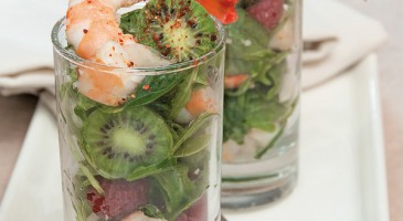 Easy recipe: Kiwi, shrimp basil and arugula verrines