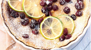 Lime and cranberry tart