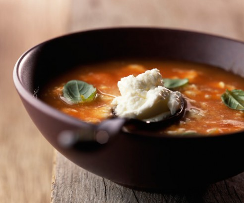 Carrot and pumpkin soup with mascarpone
