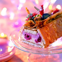 Festive dessert: Raspberry yule log cake
