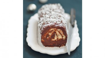Festive dessert recipe: Coconut and chocolate yule log cake